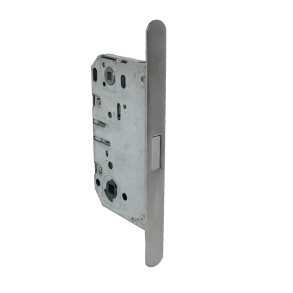 Serratura Patent Mediana Click Lock 2600 Magnetica Bordo Tondo Frontale 18x196 WC Doppio Quadro Interasse 90 Entrata 50 mm. CS Cromo Satinato | SAB